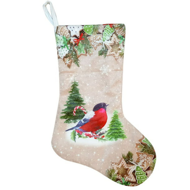 glitzhome Christmas Stocking 21 Inches Embroidered Cardinal Christmas Stocking for Christmas Family Decoration Hanging Ornament for Xmas Holiday Party Decor 
